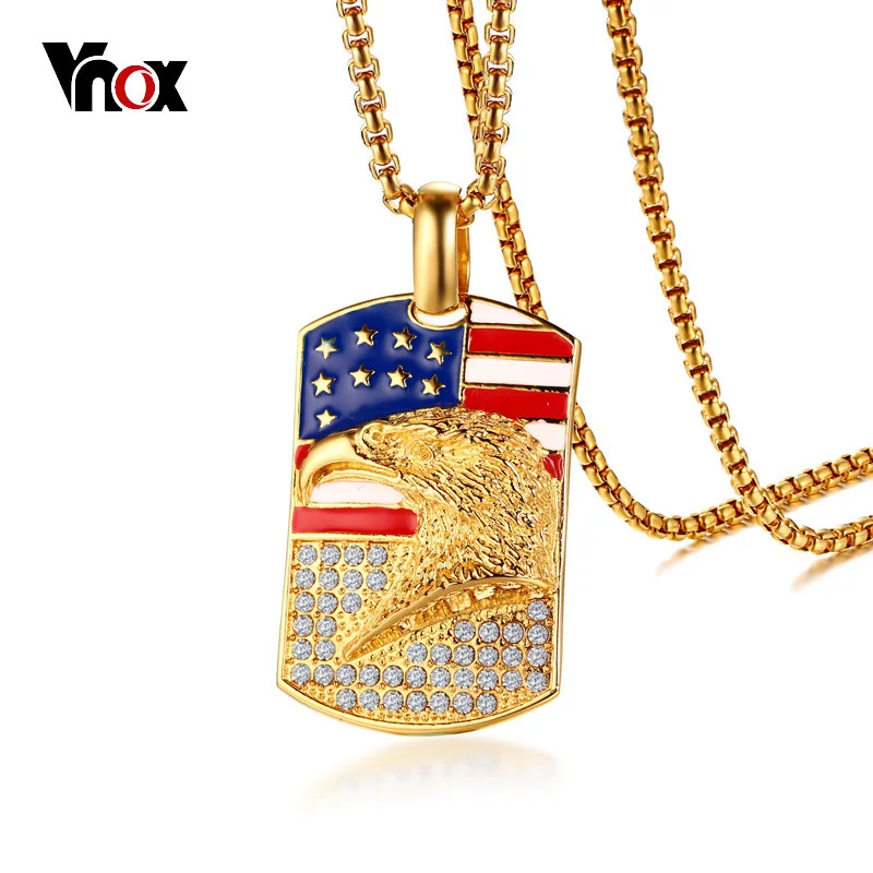 Vnox Gold Color United States Flag Eagle Pendant For Men Stainless Steel American National Symbol Male Punk Jewelry Accessories
Vnox Gold Color United States Flag Eagle Pendant For Men Stainless Steel American National Symbol Male Punk Jewelry Accessories