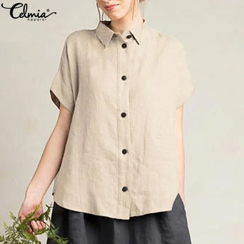Celmia 2019 Summer Linen Tops Vintage Casual Women Blouses Short Sleeve Loose Blusas Chemiser Femininas Buttons Shirts Plus Size
Celmia 2019 Summer Linen Tops Vintage Casual Women Blouses Short Sleeve Loose Blusas Chemiser Femininas Buttons Shirts Plus Size