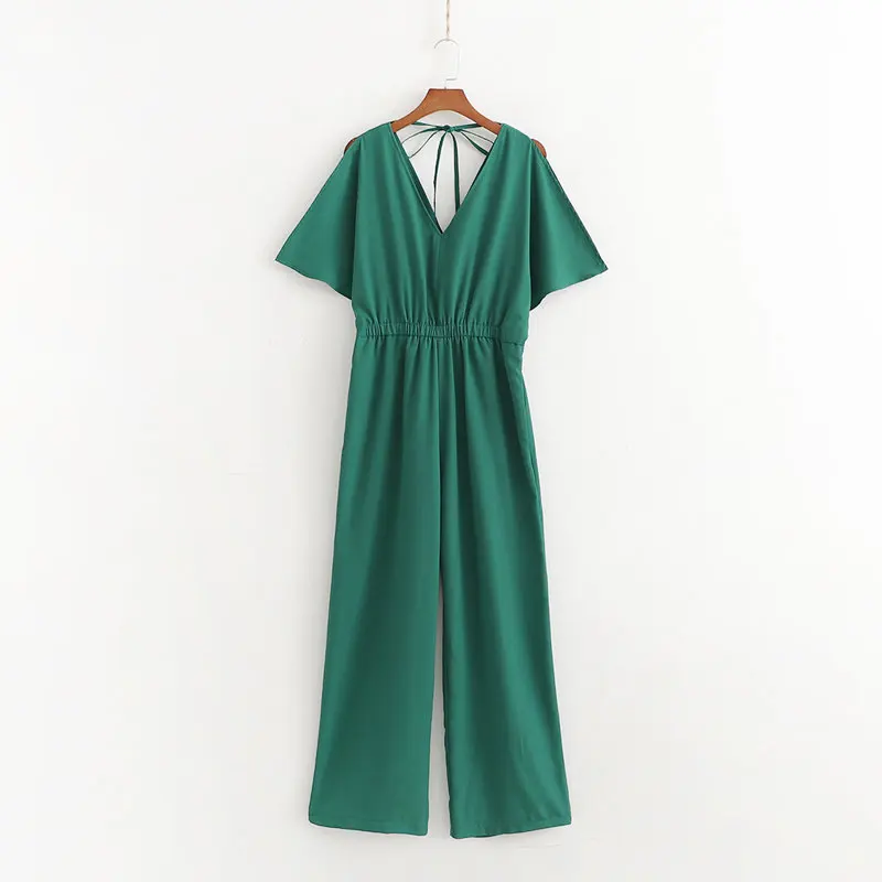Chic Women Jumpsuit Spring 2019 New Clothing Cotton Linen Elastic High Waist V-Neck Batwing Sleeve Casual Wide Leg Overall Pants
Chic Women Jumpsuit Spring 2019 New Clothing Cotton Linen Elastic High Waist V-Neck Batwing Sleeve Casual Wide Leg Overall Pants