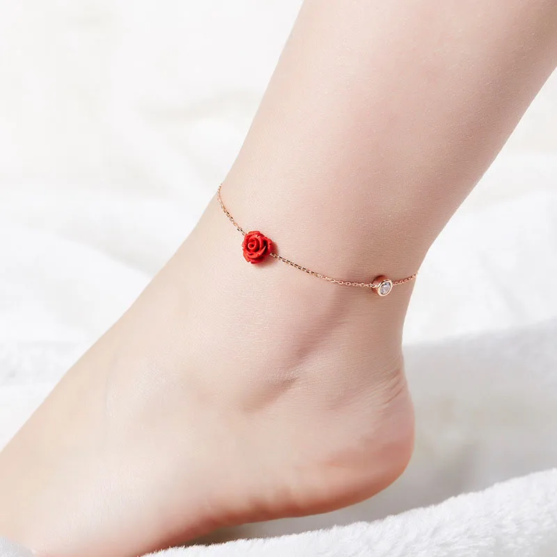 Rose gold S925 sterling silver anklet Women models South Korea simple personality summer foot crystal jewelry
Rose gold S925 sterling silver anklet Women models South Korea simple personality summer foot crystal jewelry