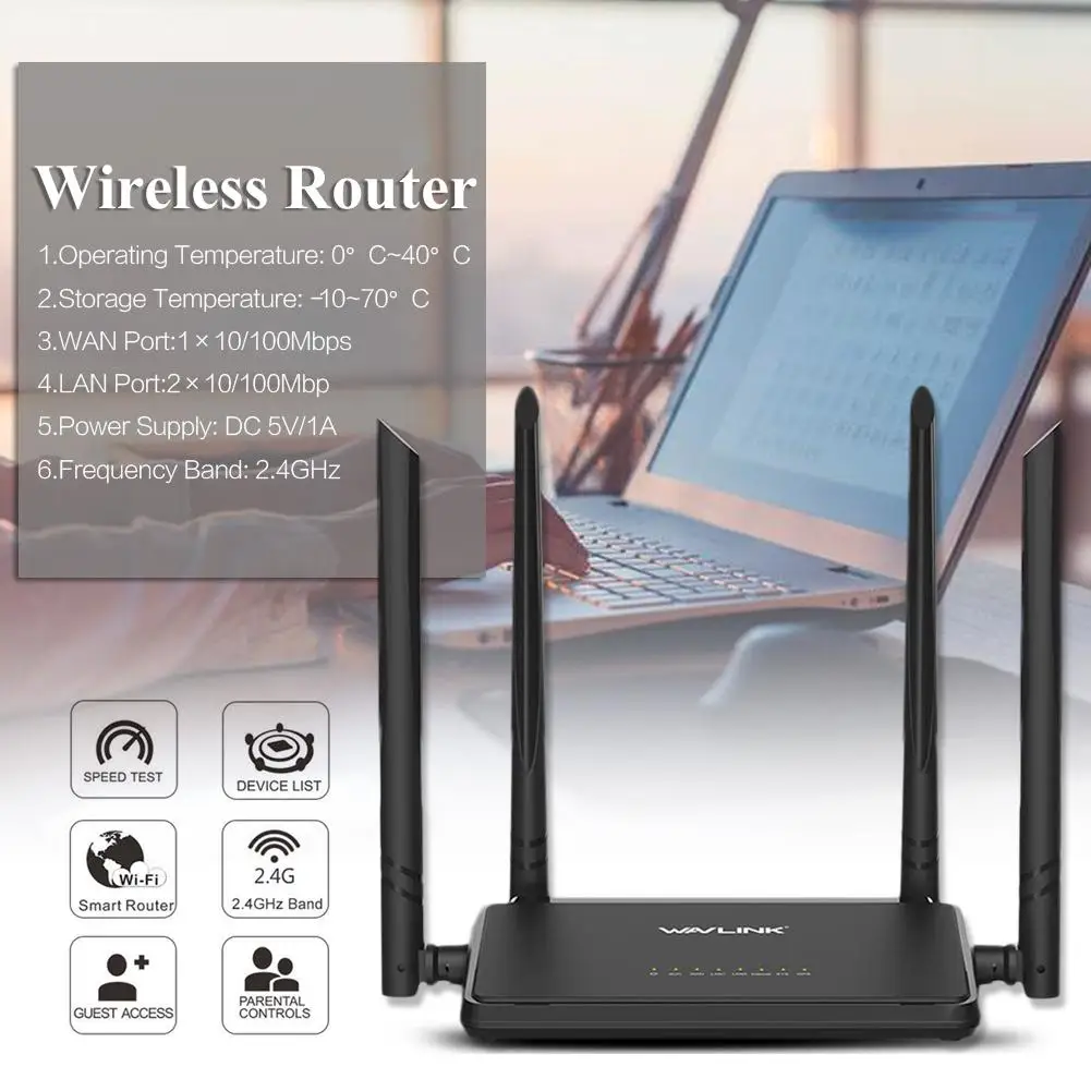 Wireless WiFi Router Smart Repeater Router AP 300Mbps Range Extender With 4 External Antennas Designed DC 5V 1A 2.4GHz
Wireless WiFi Router Smart Repeater Router AP 300Mbps Range Extender With 4 External Antennas Designed DC 5V 1A 2.4GHz