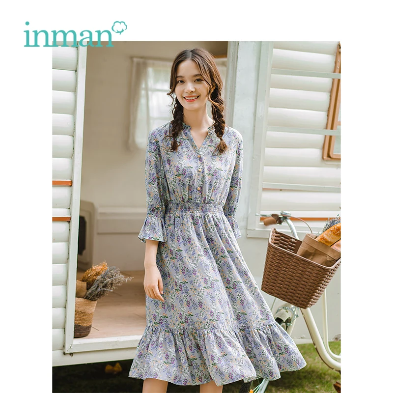 INMAN 2019 Spring New Arrival V-neck Literary Floral Retro Fresh Defined Waist Slim Mid-Long A-line Women Chiffon Long Dress
INMAN 2019 Spring New Arrival V-neck Literary Floral Retro Fresh Defined Waist Slim Mid-Long A-line Women Chiffon Long Dress