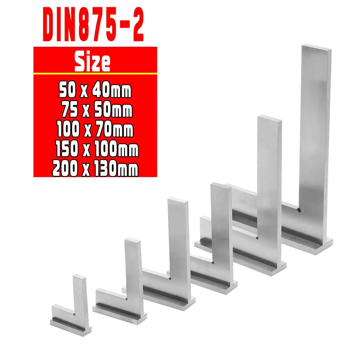 50x 40mm~200x130mm Multi Size DIN875-2 Grade 90° Accuracy Angle Gauge Corner Machinist Square Ruler Wide Base Measuring Tools
50x 40mm~200x130mm Multi Size DIN875-2 Grade 90° Accuracy Angle Gauge Corner Machinist Square Ruler Wide Base Measuring Tools