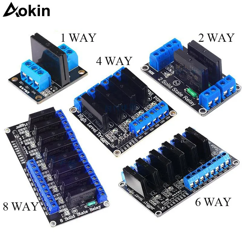 

5V 1 2 4 channel SSR AVR G3MB-202P 8 way High Low Level Solid State Relay Module 240V 2A Output with Resistive Fuse for Arduino