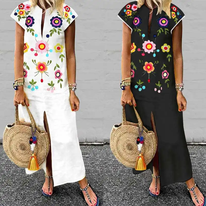 ZANZEA 2019 Summer Short Sleeve Sundress Women Sexy V Neck Loose Maxi Dress Floral Printed Split Party Long Vestisos Robe Female
ZANZEA 2019 Summer Short Sleeve Sundress Women Sexy V Neck Loose Maxi Dress Floral Printed Split Party Long Vestisos Robe Female