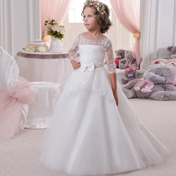 White/Ivory Scoop Neck Beading Lace Flower Girl Dresses Half Sleeve Girls First Communion Gowns Special Occasion Dresses
White/Ivory Scoop Neck Beading Lace Flower Girl Dresses Half Sleeve Girls First Communion Gowns Special Occasion Dresses
