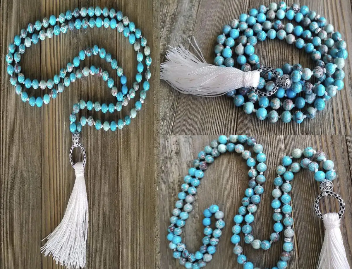Blue Sea Sediment Necklace Chakas mala yoga Sutra Unisex Wrist Buddhism spirituality Veins natural Hot Meditation pray
Blue Sea Sediment Necklace Chakas mala yoga Sutra Unisex Wrist Buddhism spirituality Veins natural Hot Meditation pray