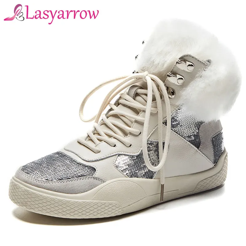 Lasyarrow 2018 Ankle Boots For Women Keep Warm Genuine Leather Fur Wool Women Boots Flat Platform Heels Winter Snow Boots Black
Lasyarrow 2018 Ankle Boots For Women Keep Warm Genuine Leather Fur Wool Women Boots Flat Platform Heels Winter Snow Boots Black