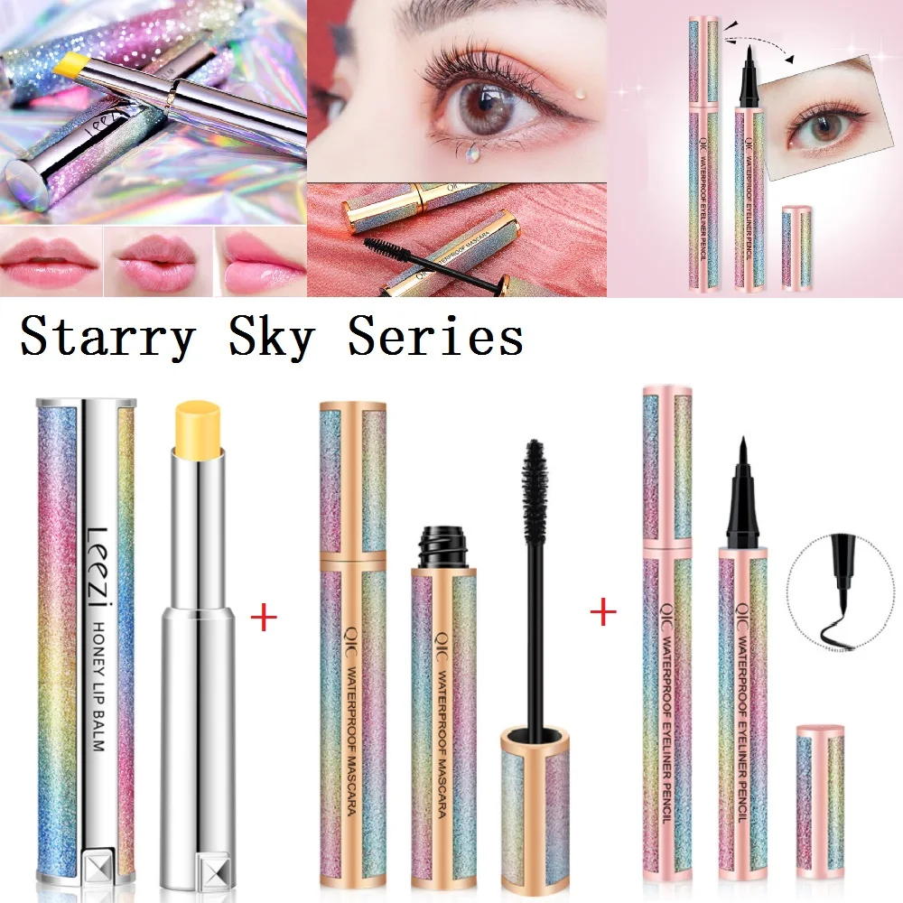 Strry Sky Series 4D Fiber Mascara + Waterproof Eyeliner Pen + Temperature Changing Color Lipstick Thick Not Smudge Makeup TSLM2
Strry Sky Series 4D Fiber Mascara + Waterproof Eyeliner Pen + Temperature Changing Color Lipstick Thick Not Smudge Makeup TSLM2