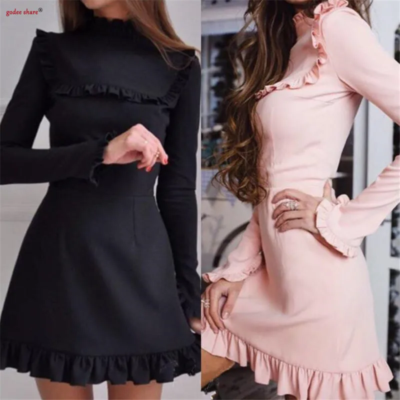 2019 Spring Woman Clothes Ruffles Dress Round Neck Solid Long Sleeve Women Mini Dresses Ladies Clothing Plus Size XXL
2019 Spring Woman Clothes Ruffles Dress Round Neck Solid Long Sleeve Women Mini Dresses Ladies Clothing Plus Size XXL
