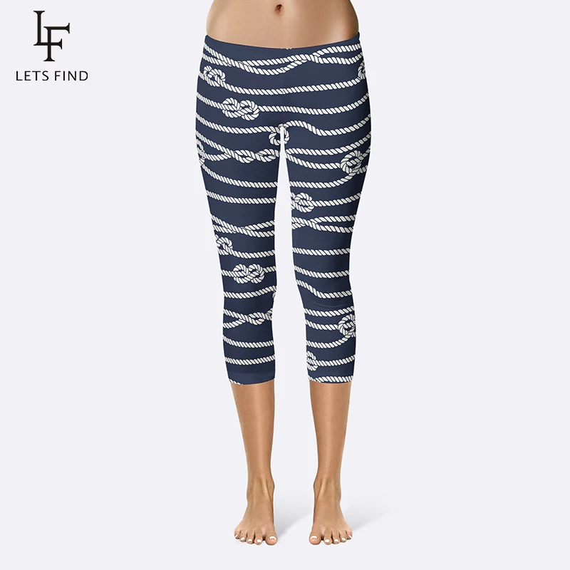 Fashion Rope Print Capri Leggings High Elasticity Milk Silk Mid-Calf Women Navy Blue Leggings Ladies Summer New
Fashion Rope Print Capri Leggings High Elasticity Milk Silk Mid-Calf Women Navy Blue Leggings Ladies Summer New