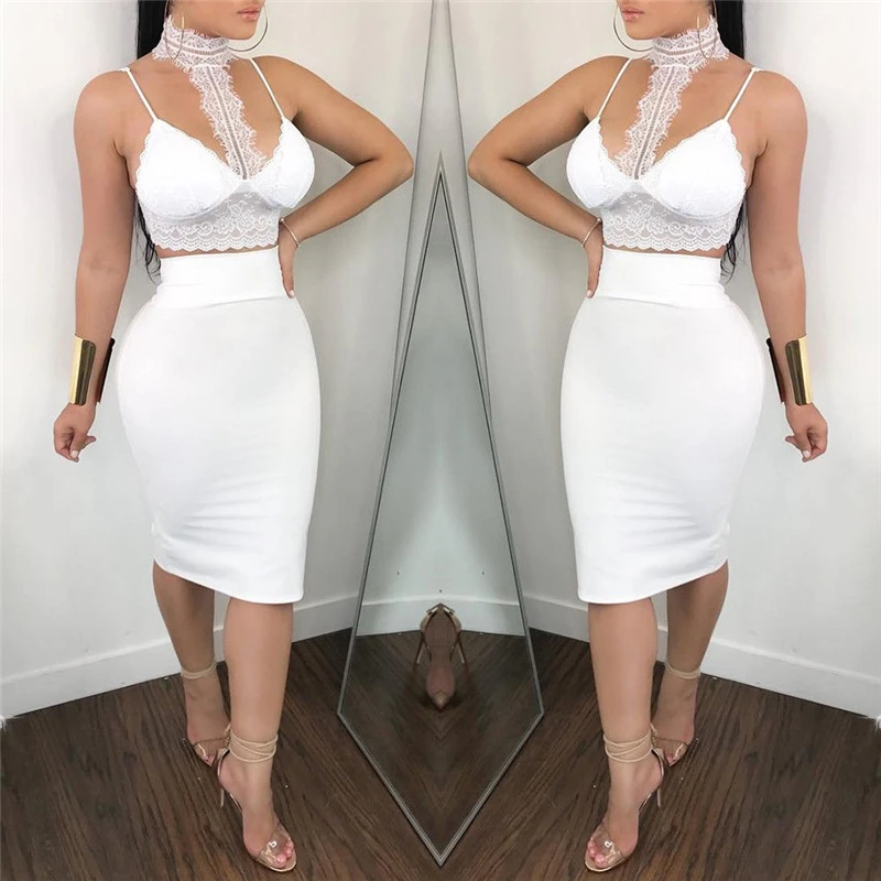 Women Clubwear Sexy Halter Lace Crop Top Tank+Skirt Casual Party Bodycon Dress Pants Camisole 2pcs
Women Clubwear Sexy Halter Lace Crop Top Tank+Skirt Casual Party Bodycon Dress Pants Camisole 2pcs