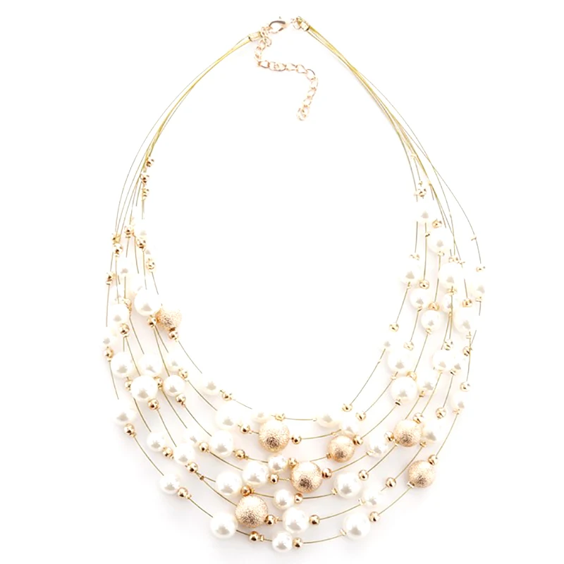 Fashion Jewelry Multi Layer Chains Imitation Pearl Necklaces For Women Party Wedding Bride Necklace
Fashion Jewelry Multi Layer Chains Imitation Pearl Necklaces For Women Party Wedding Bride Necklace