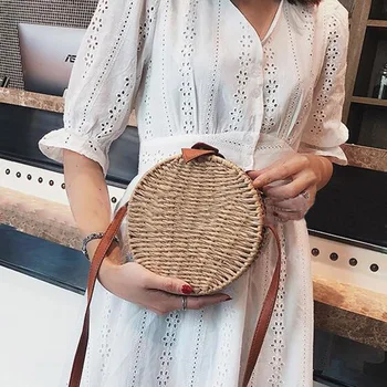 Vintage Handmade Crossbody Leather Bag Round Beach Bag Girls Circle Rattan bag Small Bohemian Shoulder bag
Vintage Handmade Crossbody Leather Bag Round Beach Bag Girls Circle Rattan bag Small Bohemian Shoulder bag
