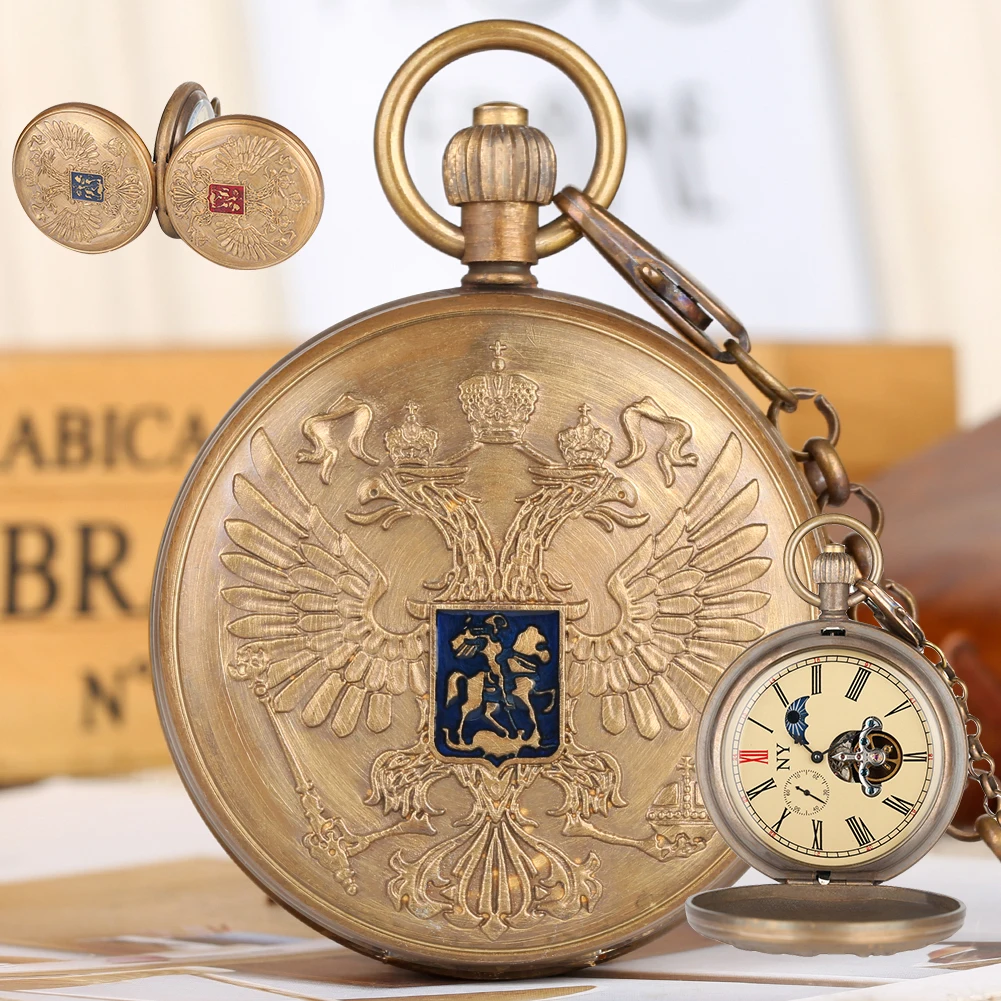 Retro Double-headed Eagle Pocket Watches for Men Mechanical Pendant Necklace Chain Watch with Phase Sun Moon 24 Hour for Friends
Retro Double-headed Eagle Pocket Watches for Men Mechanical Pendant Necklace Chain Watch with Phase Sun Moon 24 Hour for Friends