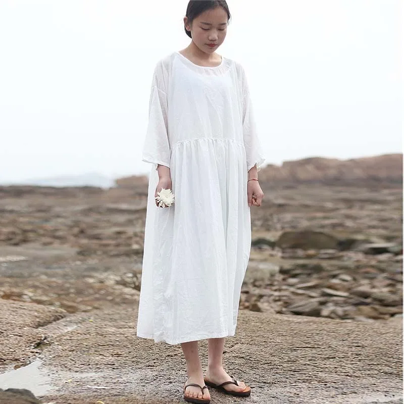 NINI WONDERLAND Women Cotton Summer Dress Vintage Long Female Pleated Dresses 2019 Loose Clothes Robe Lady Big Size Solid Color
NINI WONDERLAND Women Cotton Summer Dress Vintage Long Female Pleated Dresses 2019 Loose Clothes Robe Lady Big Size Solid Color