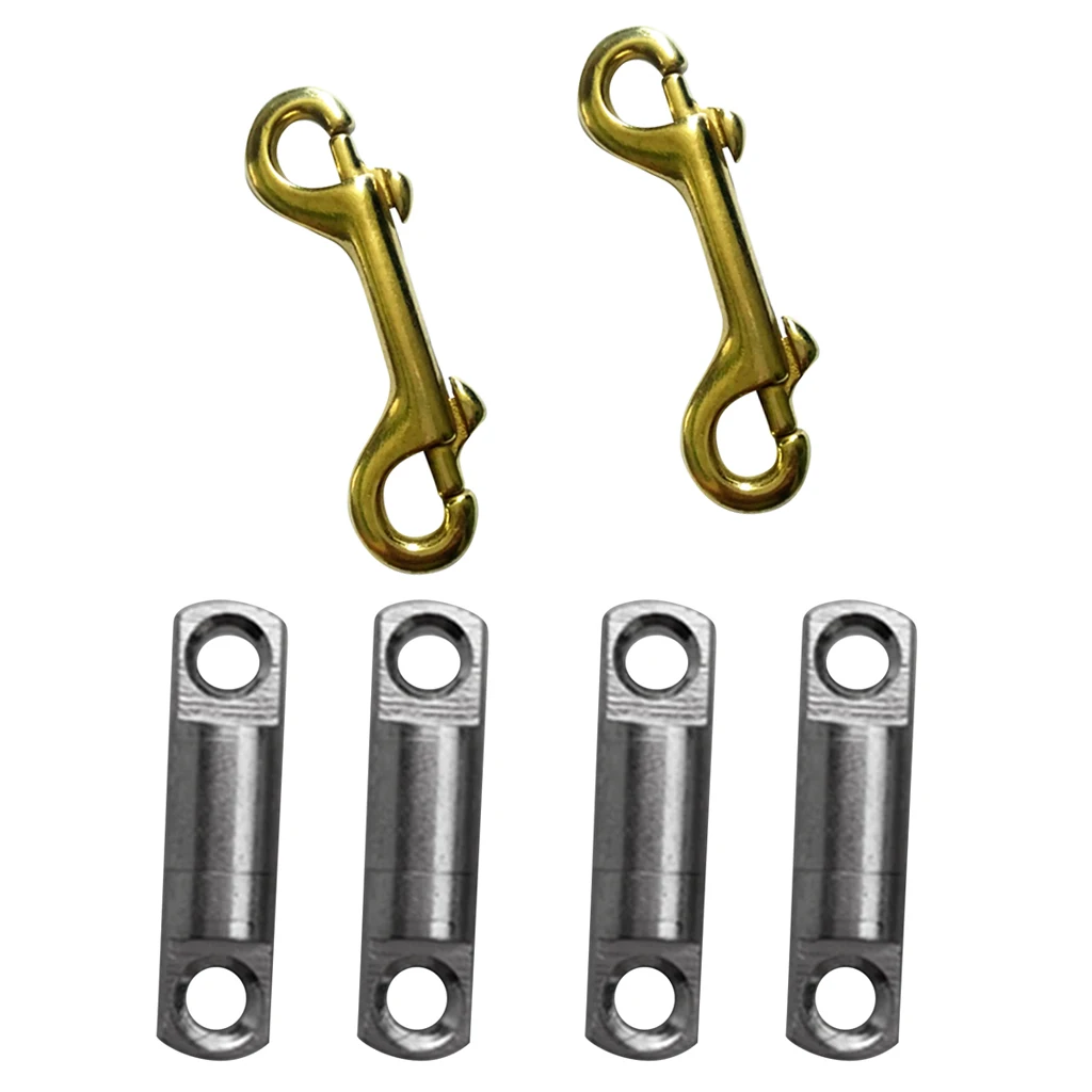 

4pcs Diving Reel Spool Line Swivels with 2pcs Brass Double Ended Bolt Snap Clip Hook Key Holder for Freediving Snorkel Accessory