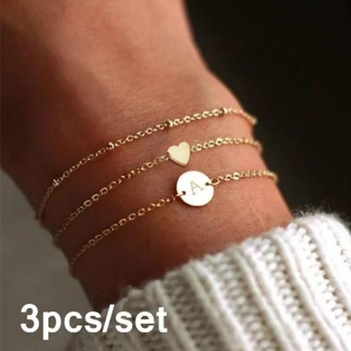 Bracelet for Women Letter&Heart Shape Combination Bracelets Women's Jewelry Three-Piece Exquisite Fashion Gift Bracciale femmina
Bracelet for Women Letter&Heart Shape Combination Bracelets Women's Jewelry Three-Piece Exquisite Fashion Gift Bracciale femmina