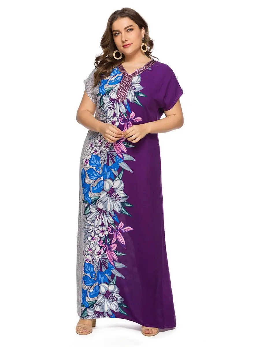 Muslim Women Long Summer Dress Short Sleeve Flower Print Casual Plus Size Islamic Maxi Robe Loose V-neck New Arab Jilbab Gown
Muslim Women Long Summer Dress Short Sleeve Flower Print Casual Plus Size Islamic Maxi Robe Loose V-neck New Arab Jilbab Gown