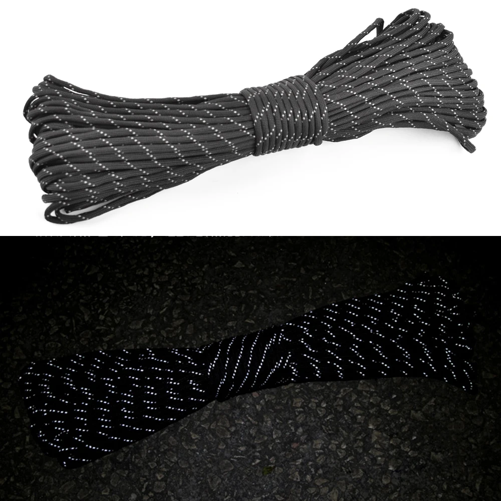 

31m/100FT Reflective Paracord Guyline Tent Rope 4mm 9 Strand Cores Paracord Parachute Cord Lanyard for Survival Camping Climbing