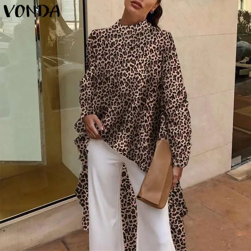 VONDA 2019 Women Leopard Blouses Sexy Long Sleeve Vintage Print Blouse Female Office Shirt Loose Asymmetrical Long Top Plus Size
VONDA 2019 Women Leopard Blouses Sexy Long Sleeve Vintage Print Blouse Female Office Shirt Loose Asymmetrical Long Top Plus Size