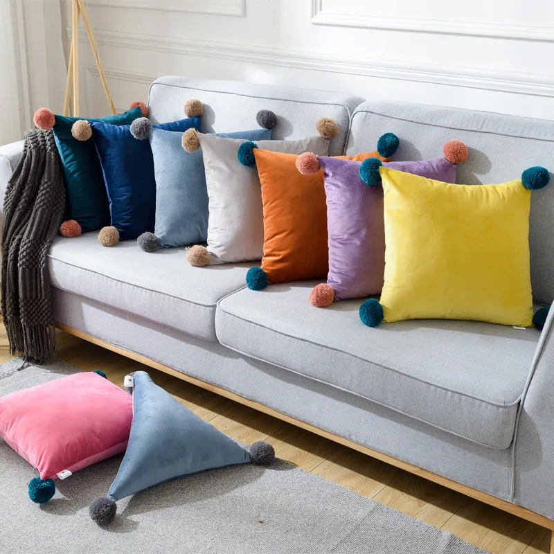 Luxury Velvet Fabric Cushion Cover Solid Color Soft Pillow Case Lumbar Pillowcase with Pompom Balls for Sofa Chair Bed 45*45cm
Luxury Velvet Fabric Cushion Cover Solid Color Soft Pillow Case Lumbar Pillowcase with Pompom Balls for Sofa Chair Bed 45*45cm