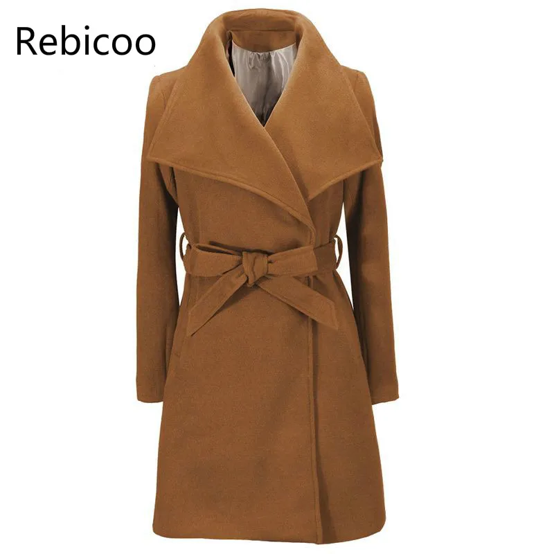 Women Jackets Elegant Wool Blends Pocket Bow Tie Belt Coat Fashion Streetwear Solid Big Collar Slim Ladies Blend Coat
Women Jackets Elegant Wool Blends Pocket Bow Tie Belt Coat Fashion Streetwear Solid Big Collar Slim Ladies Blend Coat