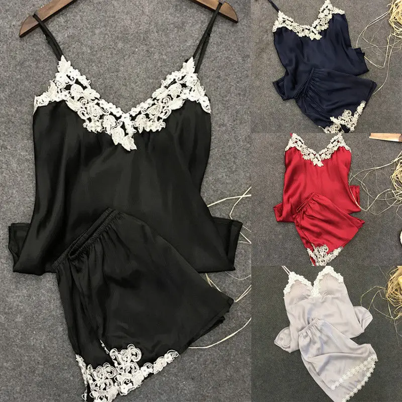 Womens Sexy Lace Satin Lingerie Sleepwear Ladies Deep V Neck Tops+Shorts 2pcs Night Gown Babydoll Dress Nightie Robe
Womens Sexy Lace Satin Lingerie Sleepwear Ladies Deep V Neck Tops+Shorts 2pcs Night Gown Babydoll Dress Nightie Robe