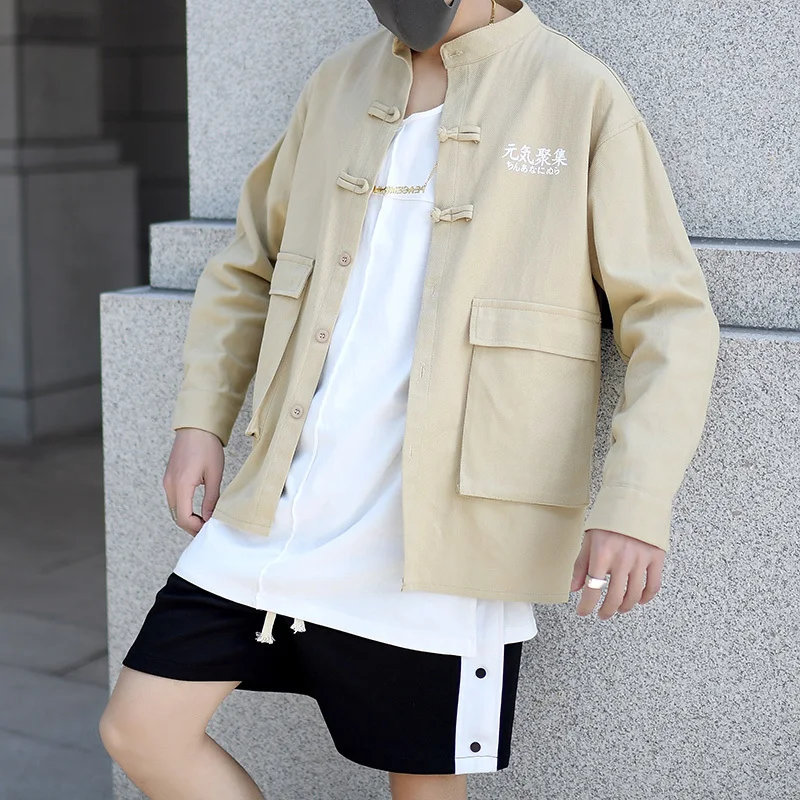 Men's jacket 2019 spring new slim zhongshan collar Chinese print long sleeve loose casual retro jacket wearing young men
Men's jacket 2019 spring new slim zhongshan collar Chinese print long sleeve loose casual retro jacket wearing young men