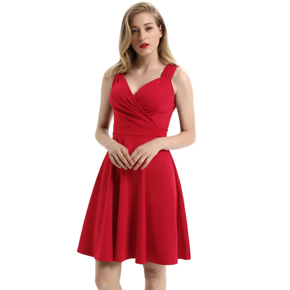 GK Women's red dress summer Solid Color Sleeveless sexy V-Neck formal evening party Flared A-Line Dresses black white Vestidos
GK Women's red dress summer Solid Color Sleeveless sexy V-Neck formal evening party Flared A-Line Dresses black white Vestidos