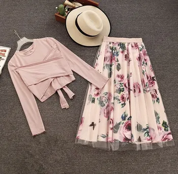2018 Fashion Women Floral Print Two Piece Sets Sweet Cross Bowknot Crop Tops And Long Skirts Mesh Outfits
2018 Fashion Women Floral Print Two Piece Sets Sweet Cross Bowknot Crop Tops And Long Skirts Mesh Outfits
