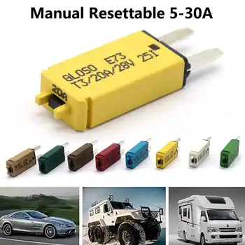 Manul Resettable Circuit Breaker Blade Fuse 12/24V 5-30A Mini ATM Circuit Breaker Blade Fuse Universal for Car Boat Van Caravan
Manul Resettable Circuit Breaker Blade Fuse 12/24V 5-30A Mini ATM Circuit Breaker Blade Fuse Universal for Car Boat Van Caravan