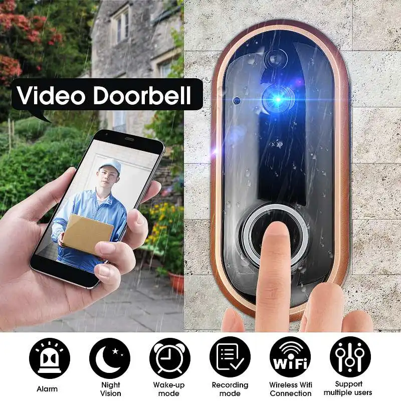 Smart Wireless WIFI Video Doorbell Night Vension Alarm Wake Up Recording Mode Security Door Phone
Smart Wireless WIFI Video Doorbell Night Vension Alarm Wake Up Recording Mode Security Door Phone