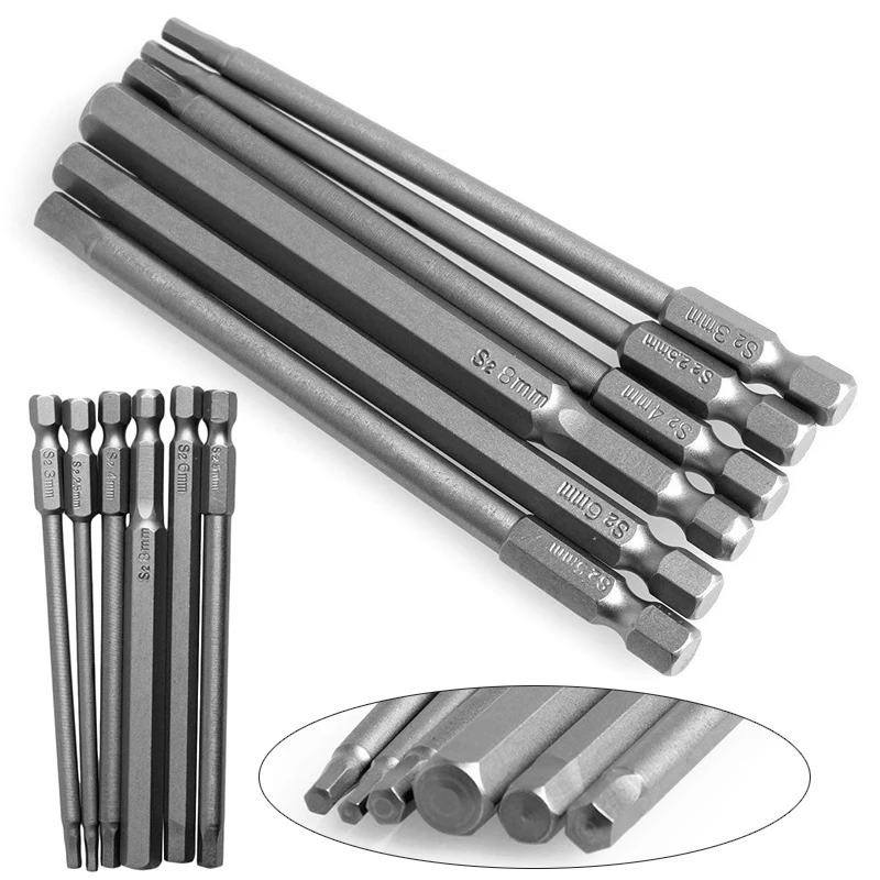 6pcs/Set H2.5-H8 100mm Length Magnetic Torx Screwdriver Bits Set 1/4" Hex Shank New Accessories
6pcs/Set H2.5-H8 100mm Length Magnetic Torx Screwdriver Bits Set 1/4" Hex Shank New Accessories