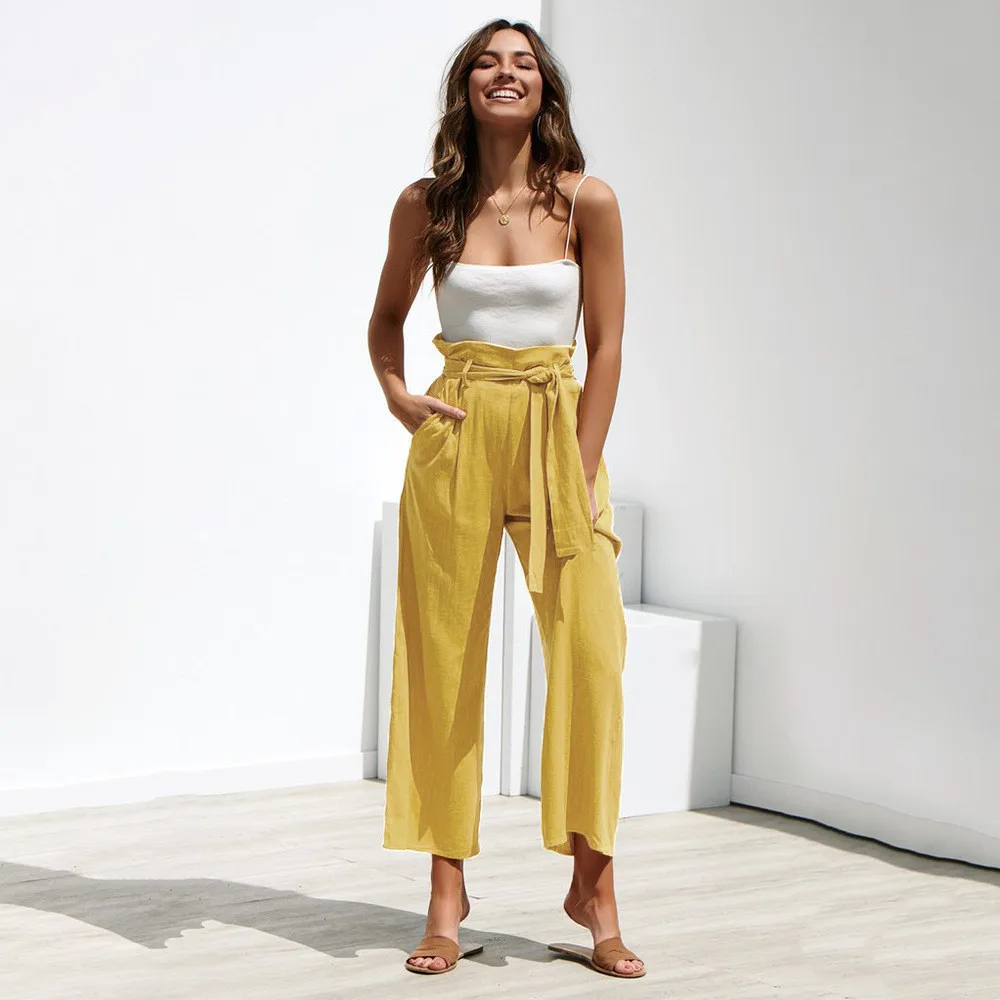 Solid Four-Color Straps Sashes Wide Leg Pants Spring Summer Casual High Waist Trousers
Solid Four-Color Straps Sashes Wide Leg Pants Spring Summer Casual High Waist Trousers