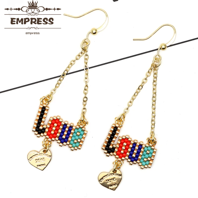 Wholesale LOVE Pendant Heart Paris Tassel Hook Gold Chain Copper Drop Earrings Miyuki Bead Earring For Woman Fashion Jewelry
Wholesale LOVE Pendant Heart Paris Tassel Hook Gold Chain Copper Drop Earrings Miyuki Bead Earring For Woman Fashion Jewelry