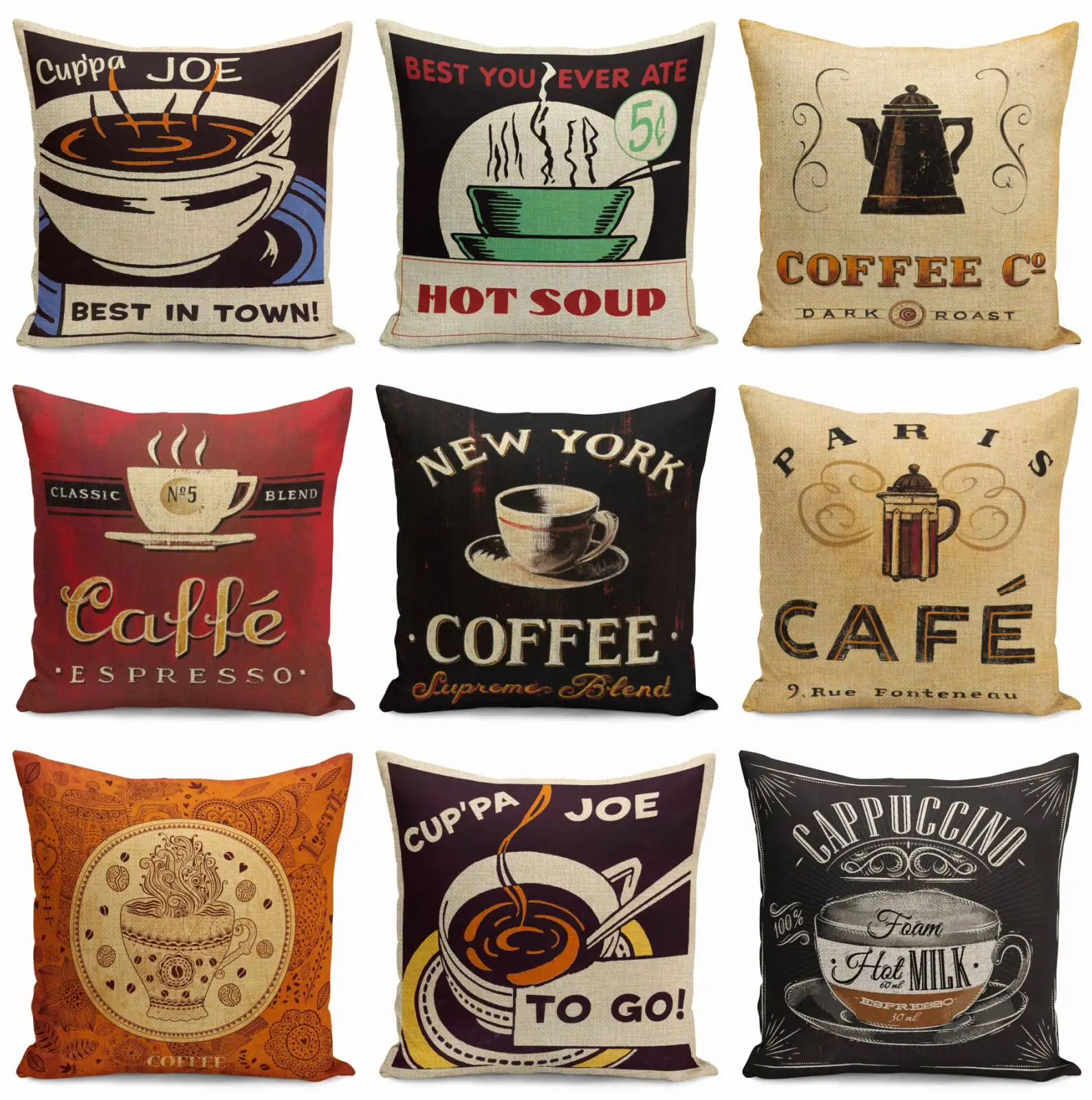 Vintage/Retro Coffee Cup Pillow Case Throw Pillowcase Cotton Linen Printed Pillow Covers For Office Home Textile
Vintage/Retro Coffee Cup Pillow Case Throw Pillowcase Cotton Linen Printed Pillow Covers For Office Home Textile