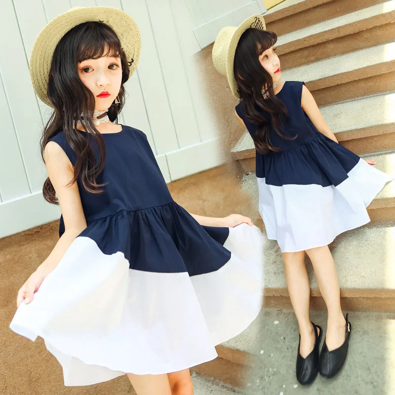 Bow Big Girls Princess Dress Cotton Blue White Patchwork Kids Dresses Summer 2019 Child Party Holiday Children Clothing
Bow Big Girls Princess Dress Cotton Blue White Patchwork Kids Dresses Summer 2019 Child Party Holiday Children Clothing