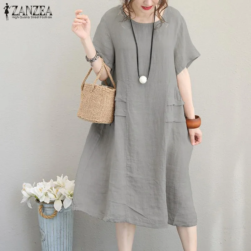 2019 Plus Size ZANZEA Summer Women Casual Solid Short Sleeve Vintage Cotton Linen Loose Party Short Sundress Dress Vestido Femme
2019 Plus Size ZANZEA Summer Women Casual Solid Short Sleeve Vintage Cotton Linen Loose Party Short Sundress Dress Vestido Femme