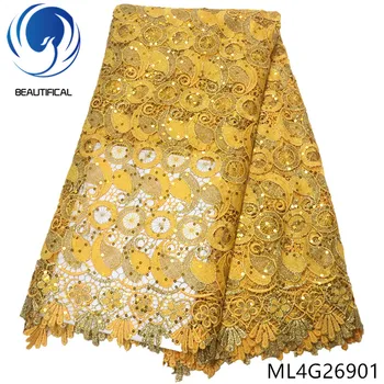BEAUTIFICAL african gold guipure lace fabric with sequins 2019 embroidery cord lace fabric 5 yards/lot ML4G269
BEAUTIFICAL african gold guipure lace fabric with sequins 2019 embroidery cord lace fabric 5 yards/lot ML4G269