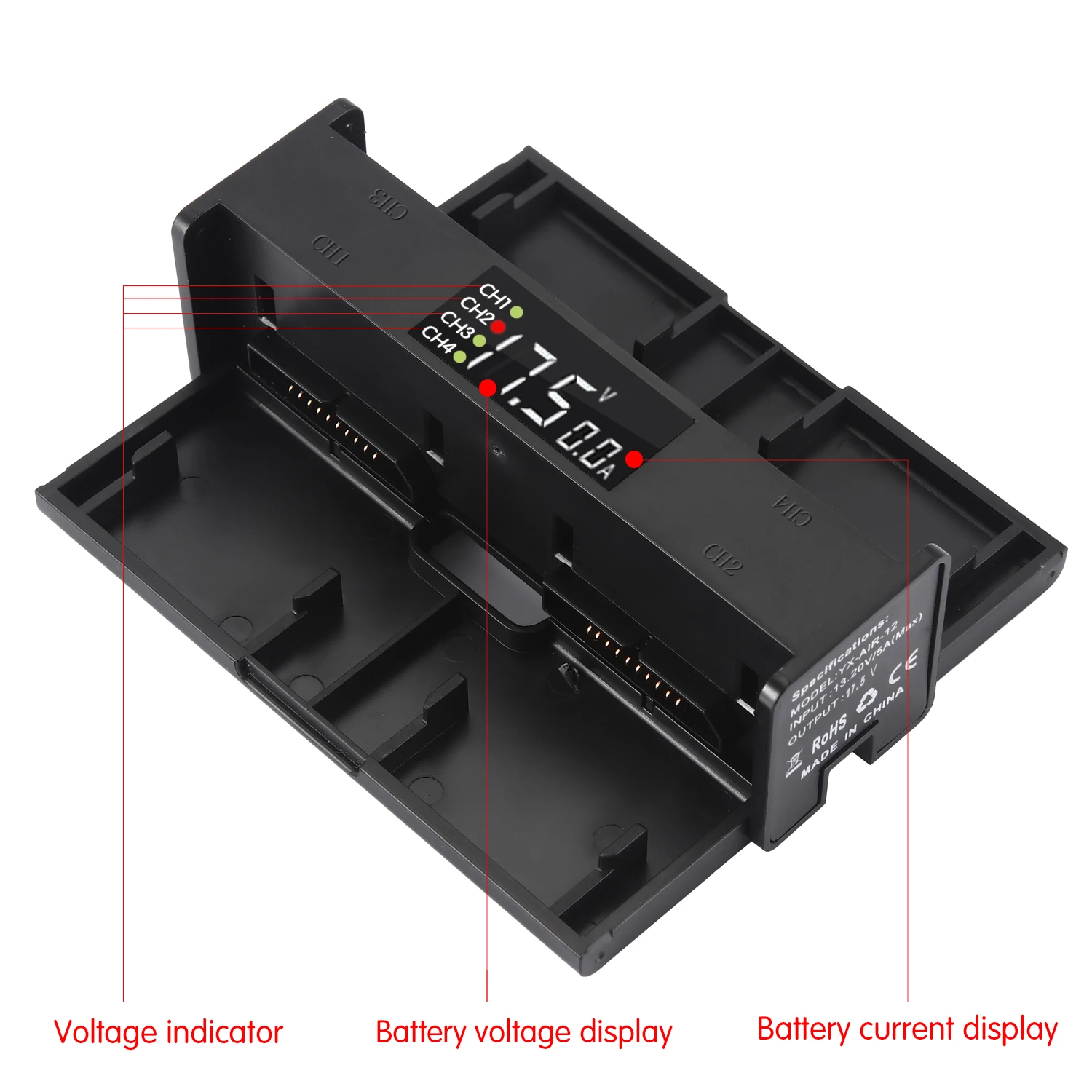 

4 in1 Mavic 2 Pro /Zoom Battery Steward Parallel Charging Hub Board Charger Adapter with Digital Display for DJI Mavic 2 Drone