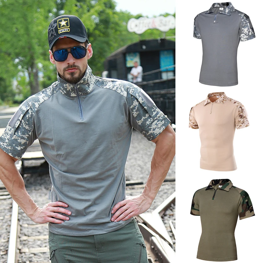 ACU Military Tactical Uniform Man Camouflage SWAT Soldier Quick Dry Army Suit Polo Shirt Zipper Combat Male T-shirt Costumes
ACU Military Tactical Uniform Man Camouflage SWAT Soldier Quick Dry Army Suit Polo Shirt Zipper Combat Male T-shirt Costumes