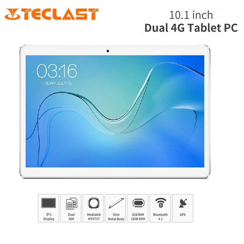 

Teclast P10 4G Tablet PC 10.1 inch IPS 1280*800 Android 8.1 MTK 6737 Quad Core 2GB RAM 16GB Dual Band 4850mAh Phone Phablet GPS