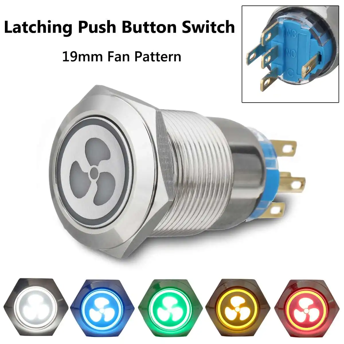 Car Self Locking 5 Pins Latching Fog Light Switch