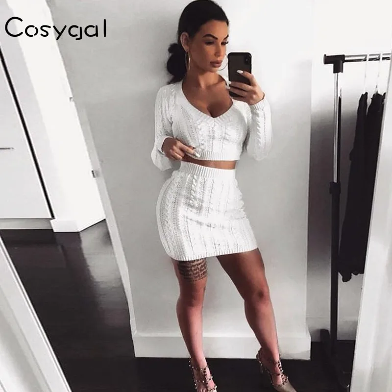 COSYGAL Vintage Knitted Two Piece Set Short Sweater Bodycon 2 Piece Set Women Autumn Winter Long Sleeve Casual Women Set
COSYGAL Vintage Knitted Two Piece Set Short Sweater Bodycon 2 Piece Set Women Autumn Winter Long Sleeve Casual Women Set