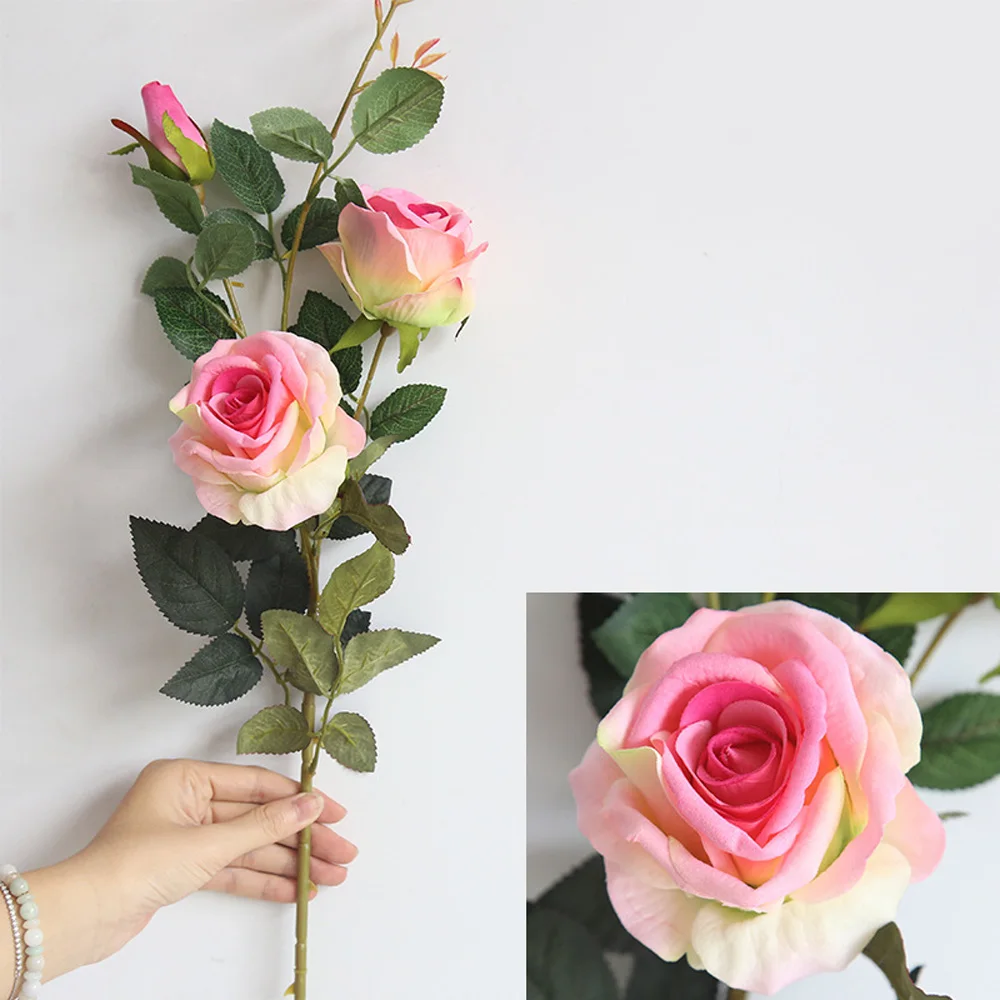 Artificial 3 heads high simulation decorative latex artificial rose long branch/stem hand feel / felt rose flower
Artificial 3 heads high simulation decorative latex artificial rose long branch/stem hand feel / felt rose flower
