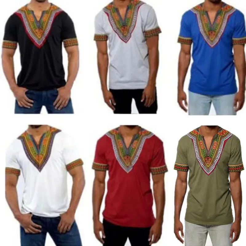 Dashiki African Traditional Men T Shirt Printed Tribal Ethnic Succinct Short Sleeve V Neck Women T-shirt Men African Clothing
Dashiki African Traditional Men T Shirt Printed Tribal Ethnic Succinct Short Sleeve V Neck Women T-shirt Men African Clothing