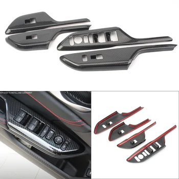 

4PCS Car Door Armrest Window Lift Cover Protector Trim Decoration for Honda 10th Civic 2016 2017 Carbon Fiber Look ABS Plastic