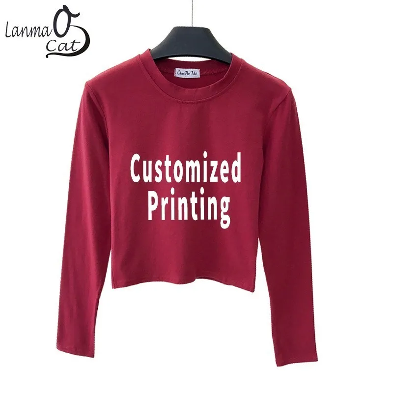 Lanmaocat Women's Long Sleeve Cropped Top T-shirt With Custom Printing Crop Top Shorts Cotton Shirts Female Tee Free Shipping
Lanmaocat Women's Long Sleeve Cropped Top T-shirt With Custom Printing Crop Top Shorts Cotton Shirts Female Tee Free Shipping