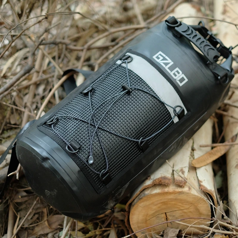 

GZLBO 30L Leak Proof Travel Bag for Outdoor black PVC sack roll top dry bag for Swimming River Trekking duffel bag waterproof